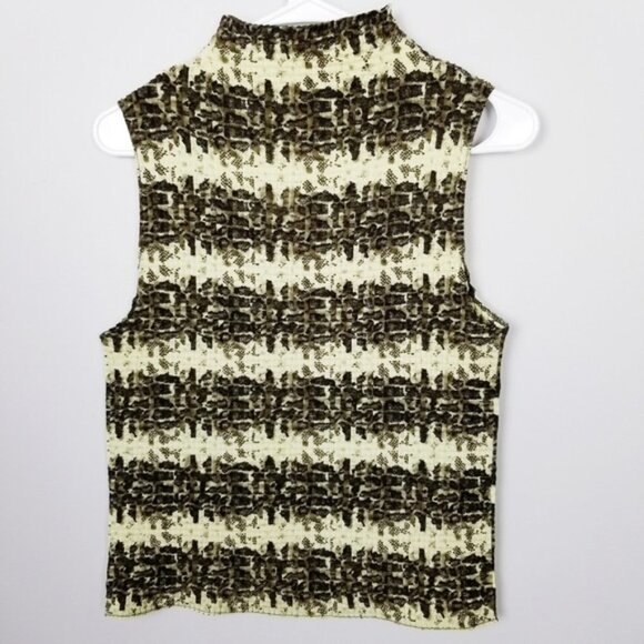 Impressions Snakeskin Mock Neck Stretch Blouse Women's Large Animal Sleeveless - Picture 4 of 6